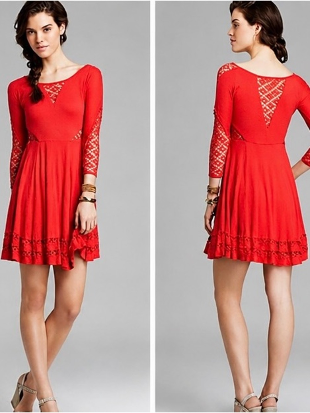 ♥️ FREE PEOPLE Long Sleeved Lace Mini Dress. Size MEDIUM. Good Condition! - Picture 5 of 8